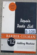 Barber Colman-Barber Colman Hobbing No. 12 Repair Parts Manual-#12-No. 12-01